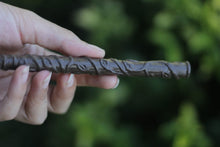 Load image into Gallery viewer, A must have for any Harry Potter fan. These incredible wands were hand created as an exclusive item for The Raven’s Claw by the talented artist Jaded Dragon Creations. Each wand is sculpted, hand cast and individually painted and takes multiple days to make a single wand. Wands measure at roughly 27cm and are made from a flexible material to aid in durability. As they are all made by hand, some slight differences may appear between wands. Wand care: do not bend and avoid contact with moisture.
