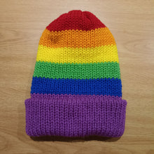 Load image into Gallery viewer, These gorgeous LGBTQ + beanies were created as an exclusive item for The Raven’s Claw by the talented artist Whimsy Wool. Each beanie is entirely made by hand. Size: Adult Large – Wash on delicate. 
