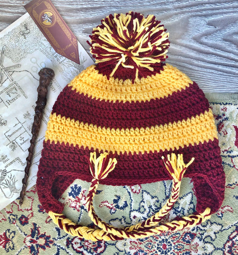 This incredible crochet beanie was created as an exclusive item for The Raven’s Claw by the talented artist Whimsy Wool. Each beanie is entirely made by hand. Perfect for any Harry Potter fan in house Gryffindor. Size: Adult Large – Wash on delicate 