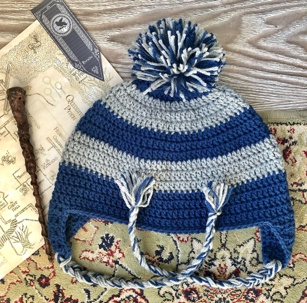 This incredible crochet beanie was created as an exclusive item for The Raven’s Claw by the talented artist Whimsy Wool. Each beanie is entirely made by hand. Perfect for any Harry Potter fan in house Ravenclaw. Size: Adult Large – Wash on delicate 